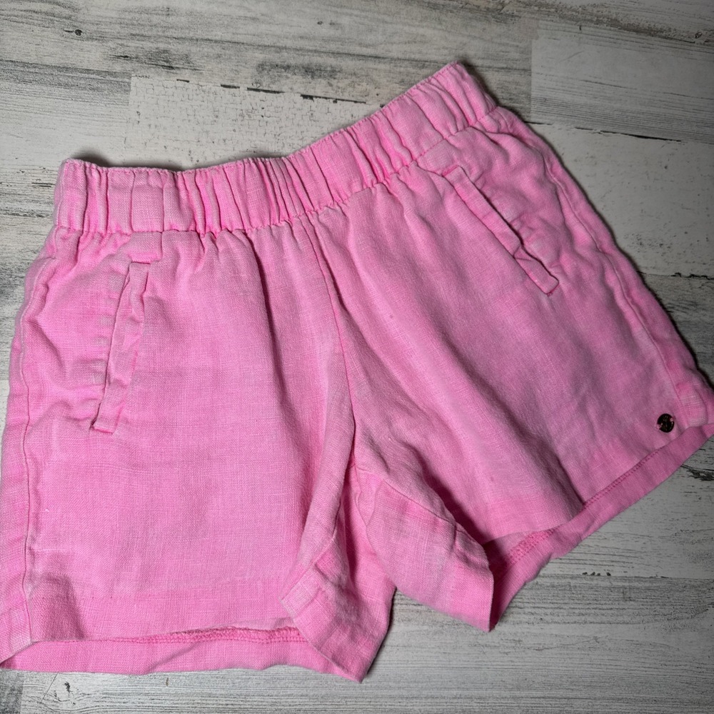 Lilly Pulitzer XXS Solid‎ ROXIE PINK LILO LINEN SHORTS Mid-Rise Pull-On
